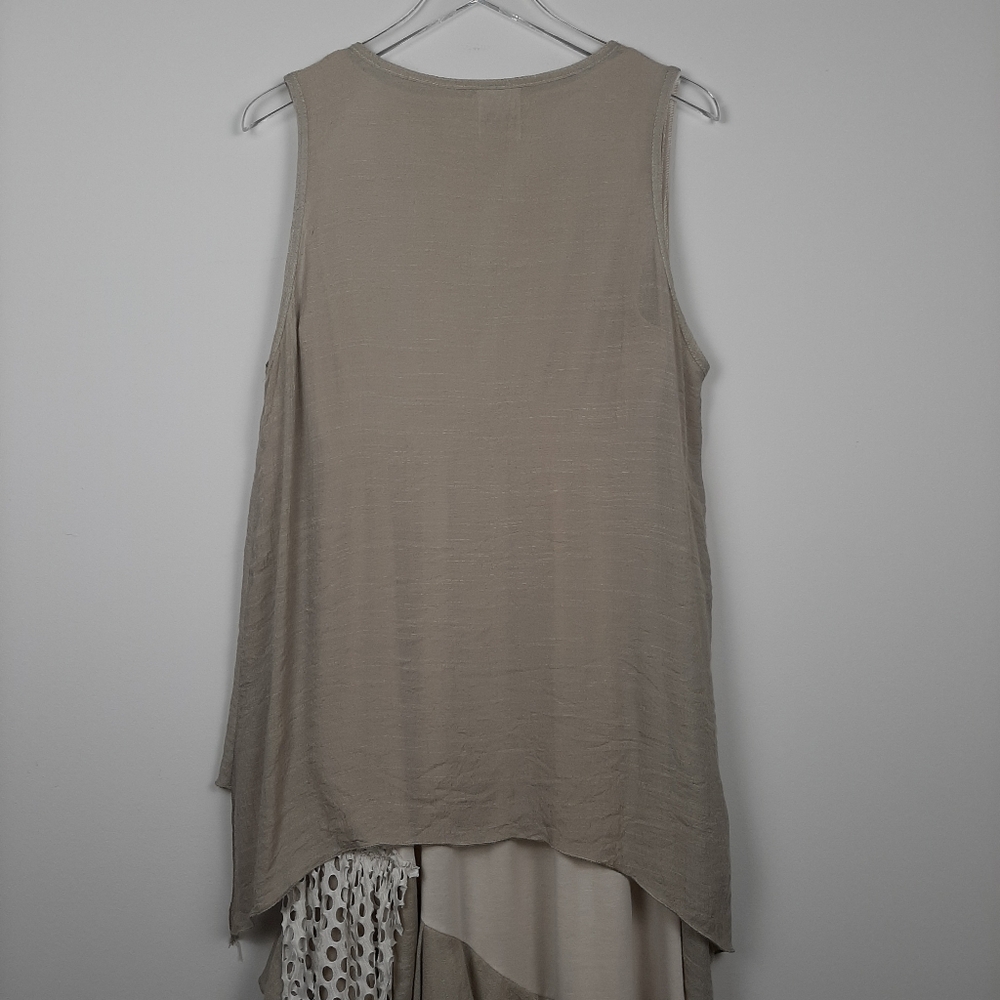 Noelle Lagenlook Tan and Cream Midi To Maxi Dress Size Medium - Picture 5 of 15